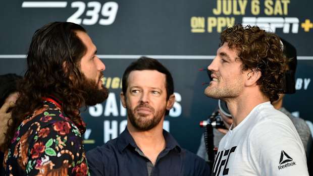 Jorge Masvidal and Ben Askren stare down before their UFC 239 showdown.